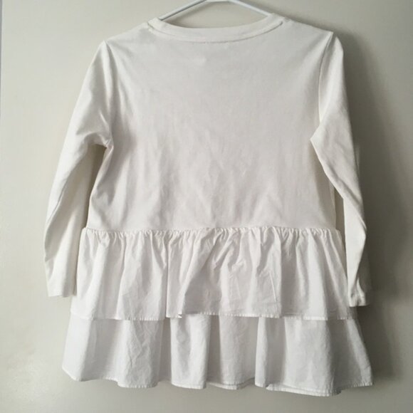 COS White Cotton Jersey + Poplin Double Peplum Ruffle Top XS - Picture 6 of 8